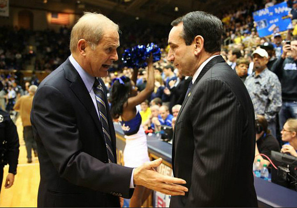 John Beilein and Duke Head Coach Mike Krzyzewski