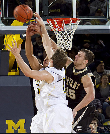 Jordan Morgan (52) and Zack Novak (0)