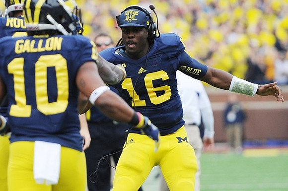 Jeremy Gallon (10), Denard Robinson (16), and Roy Roundtree (21)