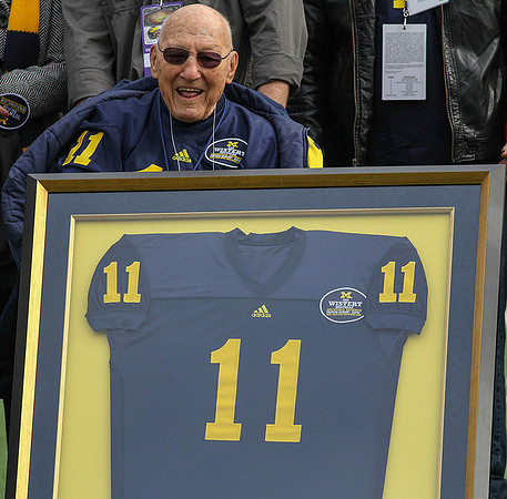 Alvin Wistert  (11) and Legends Jersey Ceremony