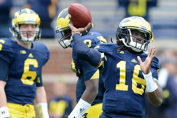 Brian Cleary (6), Devin Gardner (12), and Denard Robinson (16)