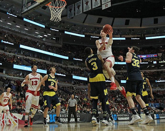 Spike Albrecht (2), Kameron Chatman (3), Ricky Doyle (32), and Zak Irvin (21)