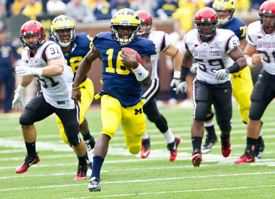 Kevin Koger (86), Mark Huyge (72), and Denard Robinson (16)