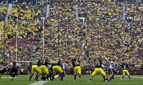 Ricky Barnum (52), David Molk (50), Patrick Omameh (65), Denard Robinson (16), Mark Huyge (72), and Vincent Smith (2)