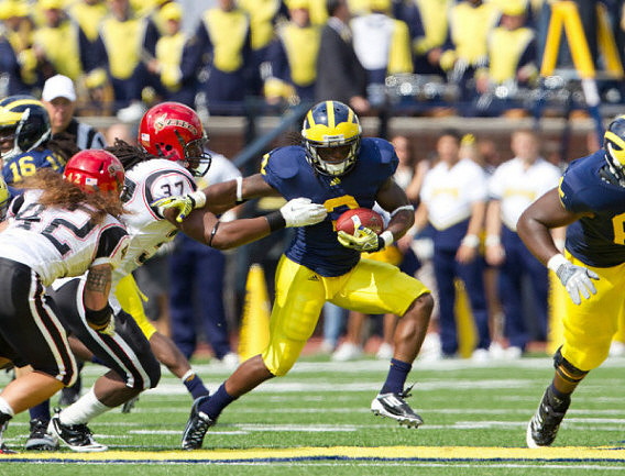 Denard Robinson (16), Vincent Smith (2), and Patrick Omameh (65)