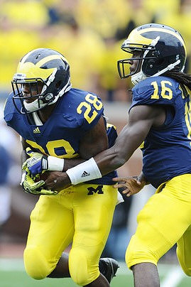 Fitzgerald Toussaint (28) and Denard Robinson (16)
