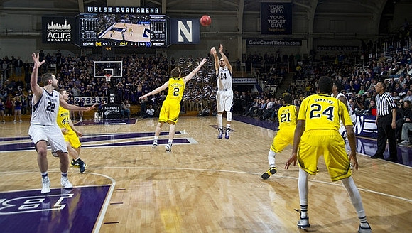 Max Bielfeldt (44), Spike Albrecht (2), Zak Irvin (21), and Aubrey Dawkins (24)
