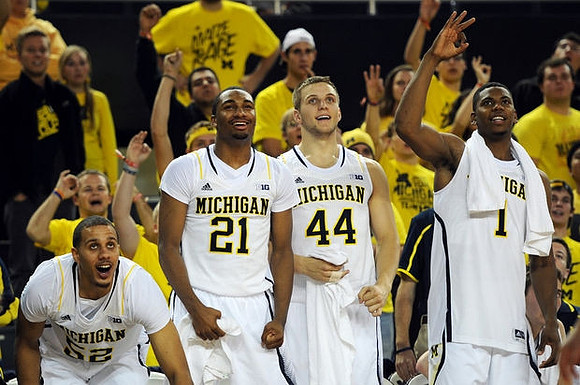 Jordan Morgan (52), Zak Irvin (21), Max Bielfeldt (44), and Glenn Robinson III (1)