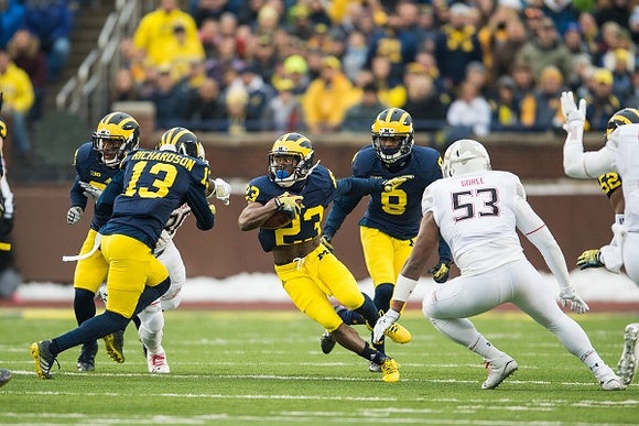 Terry Richardson (13), Dennis Norfleet (23), and Channing Stribling (8)