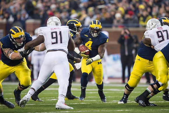 Ben Braden (71), Devin Gardner (98), and De'Veon Smith (4)