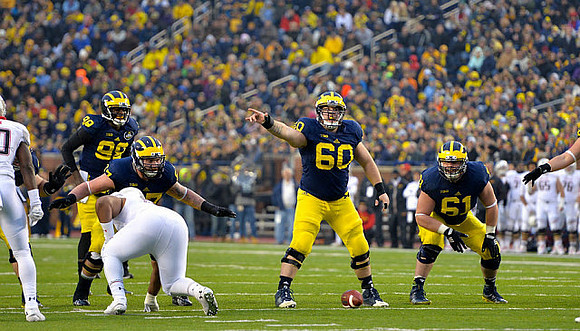 Devin Gardner (98), Kyle Kalis (67), Jack Miller (60), and Graham Glasgow (61)