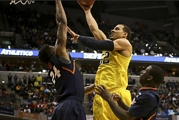 Spike Albrecht (2), Nik Stauskas (11), and Max Bielfeldt (44)