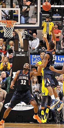 Jordan Morgan (52) and Caris LeVert (23)