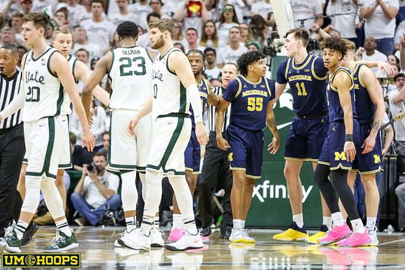 Zavier Simpson (3), Eli Brooks (55), Colin Castleton (11), Jordan Poole (2), and Ignas Brazdeikis (13)