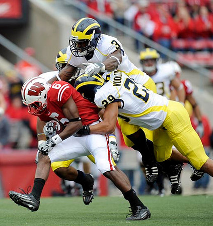 Stevie Brown (3) and Troy Woolfolk (29)