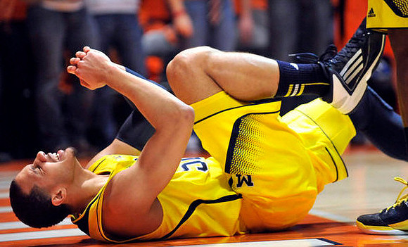 Mitch McGary (4), Trey Burke (3), and Tim Hardaway Jr. (10)