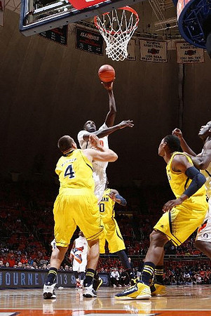 Mitch McGary (4), Glenn Robinson III (1), and Tim Hardaway Jr. (10)