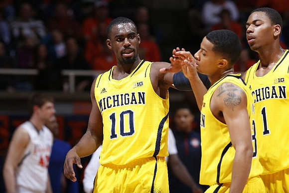 Tim Hardaway Jr. (10), Trey Burke (3), and Glenn Robinson III (1)