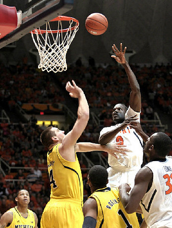 Trey Burke (3), Mitch McGary (4), and Glenn Robinson III (1)