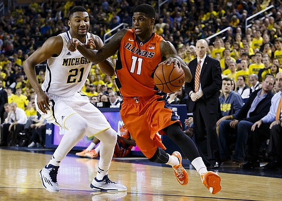 Zak Irvin (21) and Illinois Head Head Coach John Groce