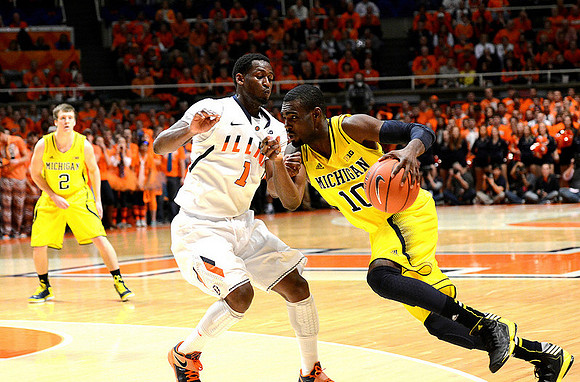 Spike Albrecht (2) and Tim Hardaway Jr. (10)