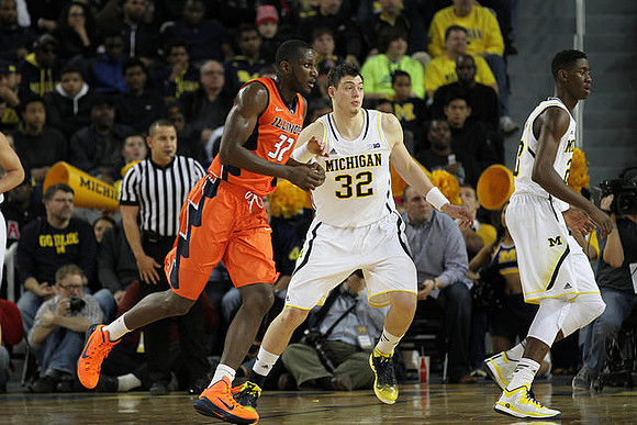 Ricky Doyle (32) and Caris LeVert (23)