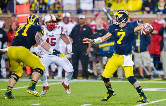 Ben Braden (71) and Shane Morris (7)