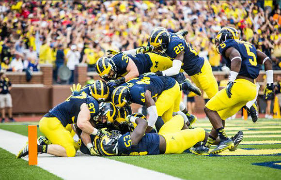 Mario Ojemudia (53), Brennen Beyer (97), Delano Hill (44), Joe Bolden (35), Dymonte Thomas (25), and Jabrill Peppers (5)