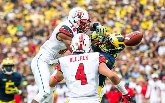 Devin Funchess (1) and Justice Hayes (5)