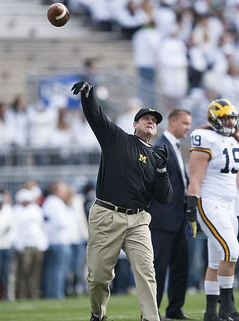 Jim Harbaugh and Jared Wangler (19)