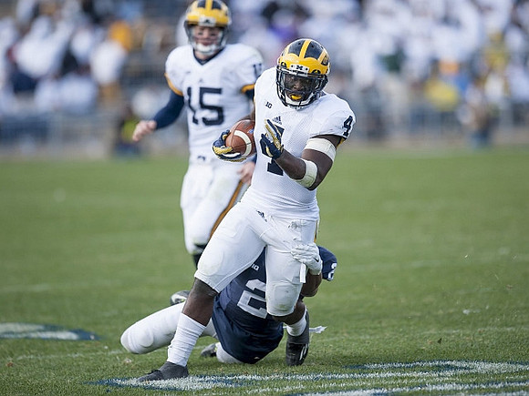 Jake Rudock (15) and De'Veon Smith (4)