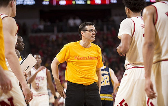 Nebraska Head Coach Tim Miles and Duncan Robinson (22)