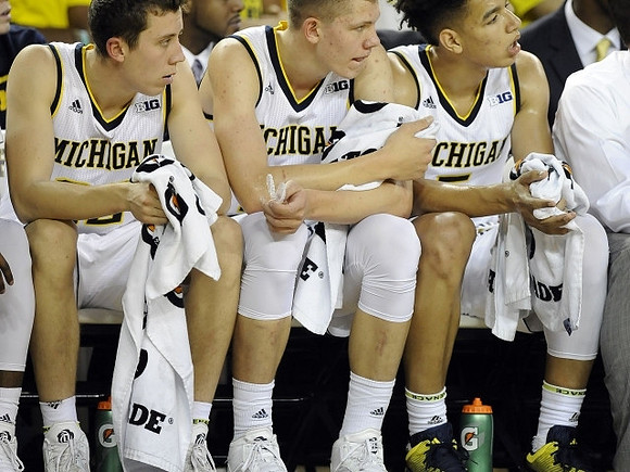 Ricky Doyle (32), Moritz Wagner (13), and D.J. Wilson (5)