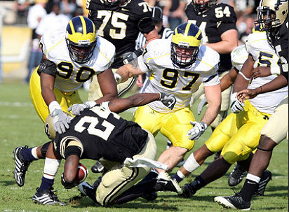 Tim Jamison (90), Will Johnson (97), and Brandon Graham (55)