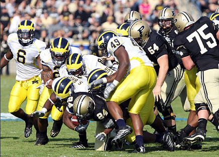 Stevie Brown (3), Brandon Harrison (27), Terrance Taylor (67), Jonas Mouton (8), Donovan Warren (6), and John Thompson (49)