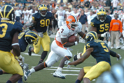 Stevie Brown (3), Jonas Mouton (8), Tim Jamison (90), Charles Stewart (5), and Brandon Graham (55)