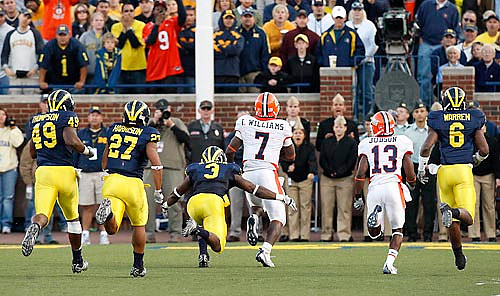 John Thompson (49), Brandon Harrison (27), Stevie Brown (3), and Donovan Warren (6)