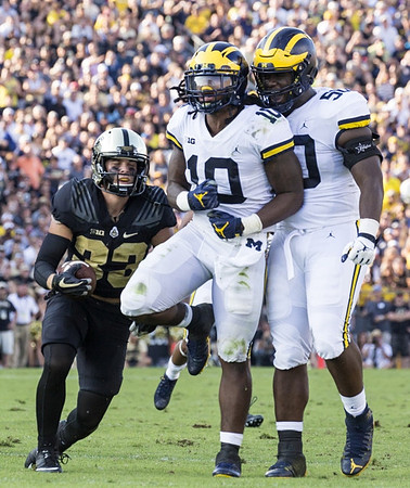 Devin Bush (10) and Michael Dwumfour (50)