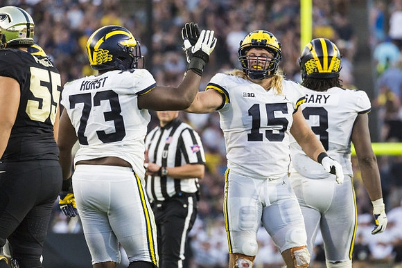Maurice Hurst (73), Chase Winovich (15), and Rashan Gary (3)