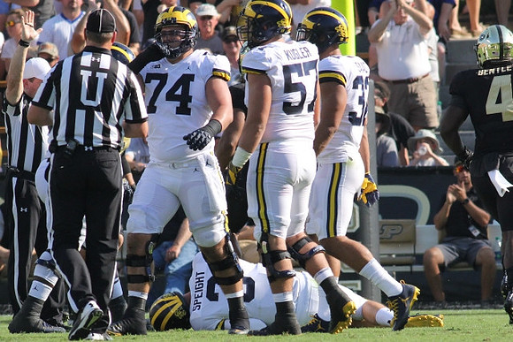 Ben Bredeson (74), Patrick Kugler (57), Ty Isaac (32), and Wilton Speight (3)