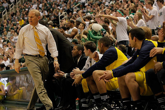John Beilein, Bacari Alexander, LaVall Jordan, Stu Douglass (1), Jon Horford (15), and Josh Bartelstein (20)