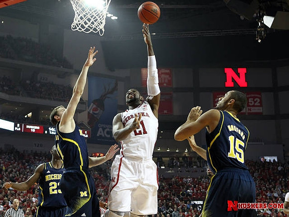 Caris LeVert (23), Nik Stauskas (11), and Jon Horford (15)