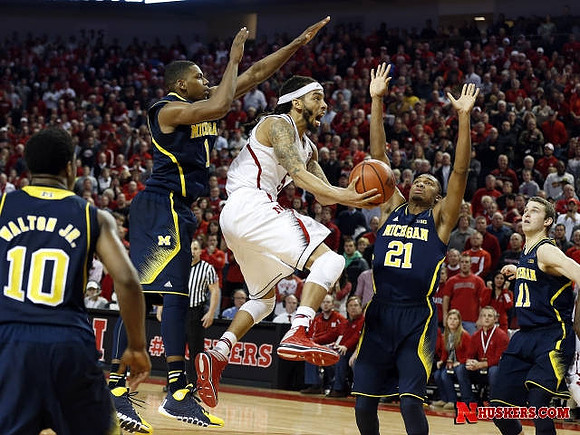 Derrick Walton Jr. (10), Glenn Robinson III (1), Zak Irvin (21), and Nik Stauskas (11)