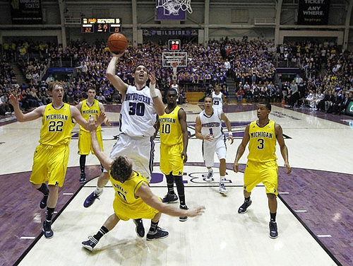 Blake McLimans (22), Stu Douglass (1), Zack Novak (0), Tim Hardaway Jr. (10), and Trey Burke (3)