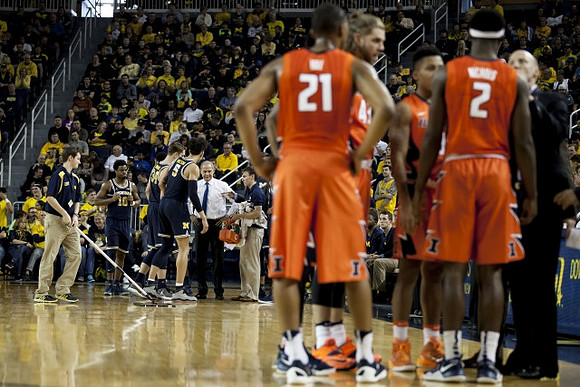 Illinois Head Coach John Groce, John Beilein, and Michigan Team