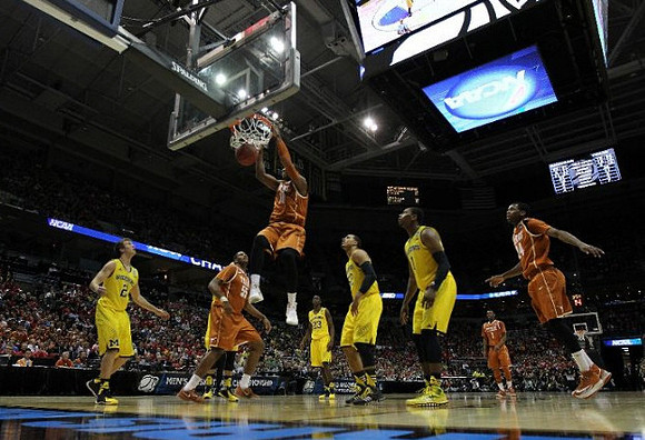 Spike Albrecht (2), Caris LeVert (23), Jordan Morgan (52), and Glenn Robinson III (1)