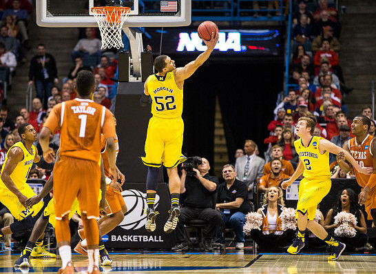 Glenn Robinson III (1), Jordan Morgan (52), and Spike Albrecht (2)