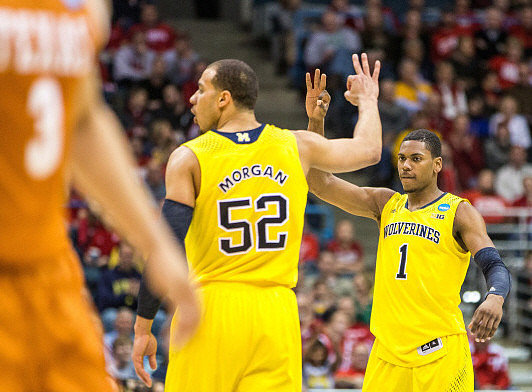 Jordan Morgan (52) and Glenn Robinson III (1)