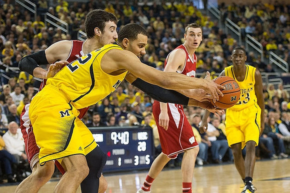 Jordan Morgan (52) and Caris LeVert (23)