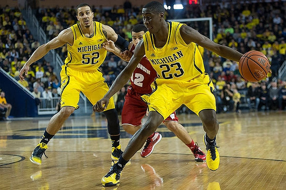 Jordan Morgan (52) and Caris LeVert (23)